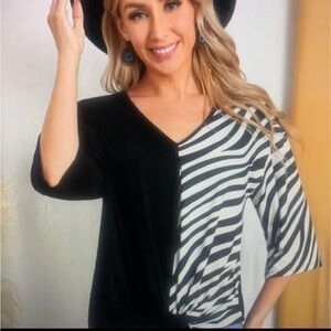 Chic Black and White Striped Women's Top